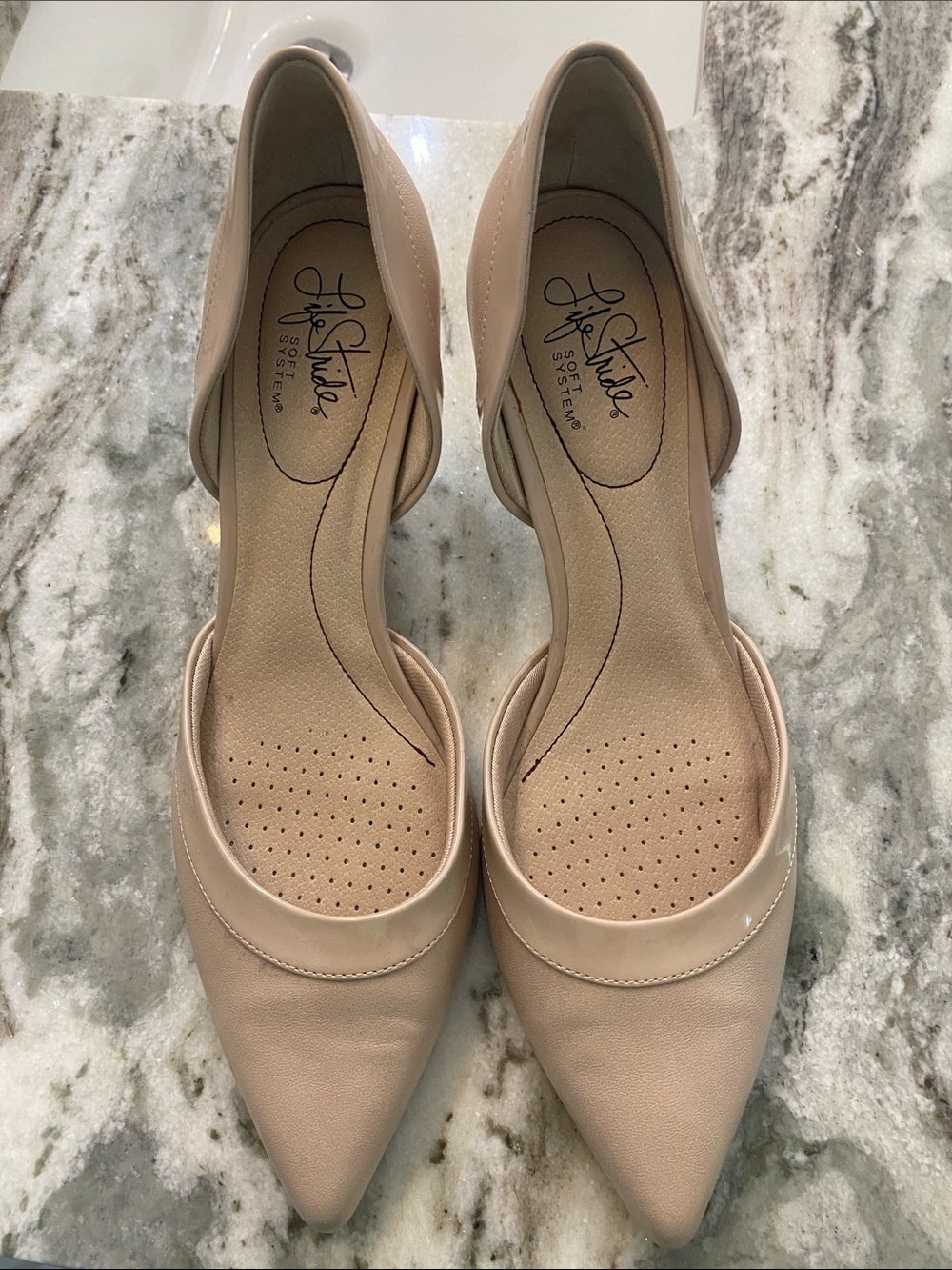 Life Stride Nude Beige Pointed D'Orsay Heels